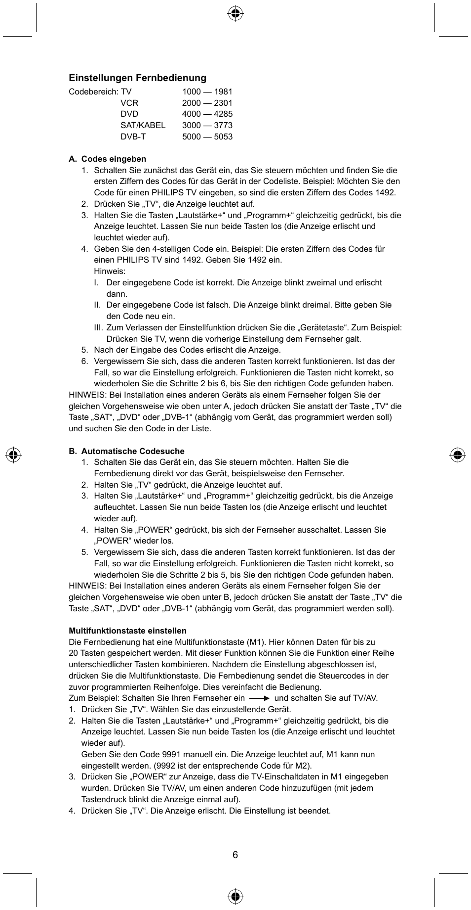 Konig Electronic Universal remote control for 4 devices User Manual | Page 6 / 45