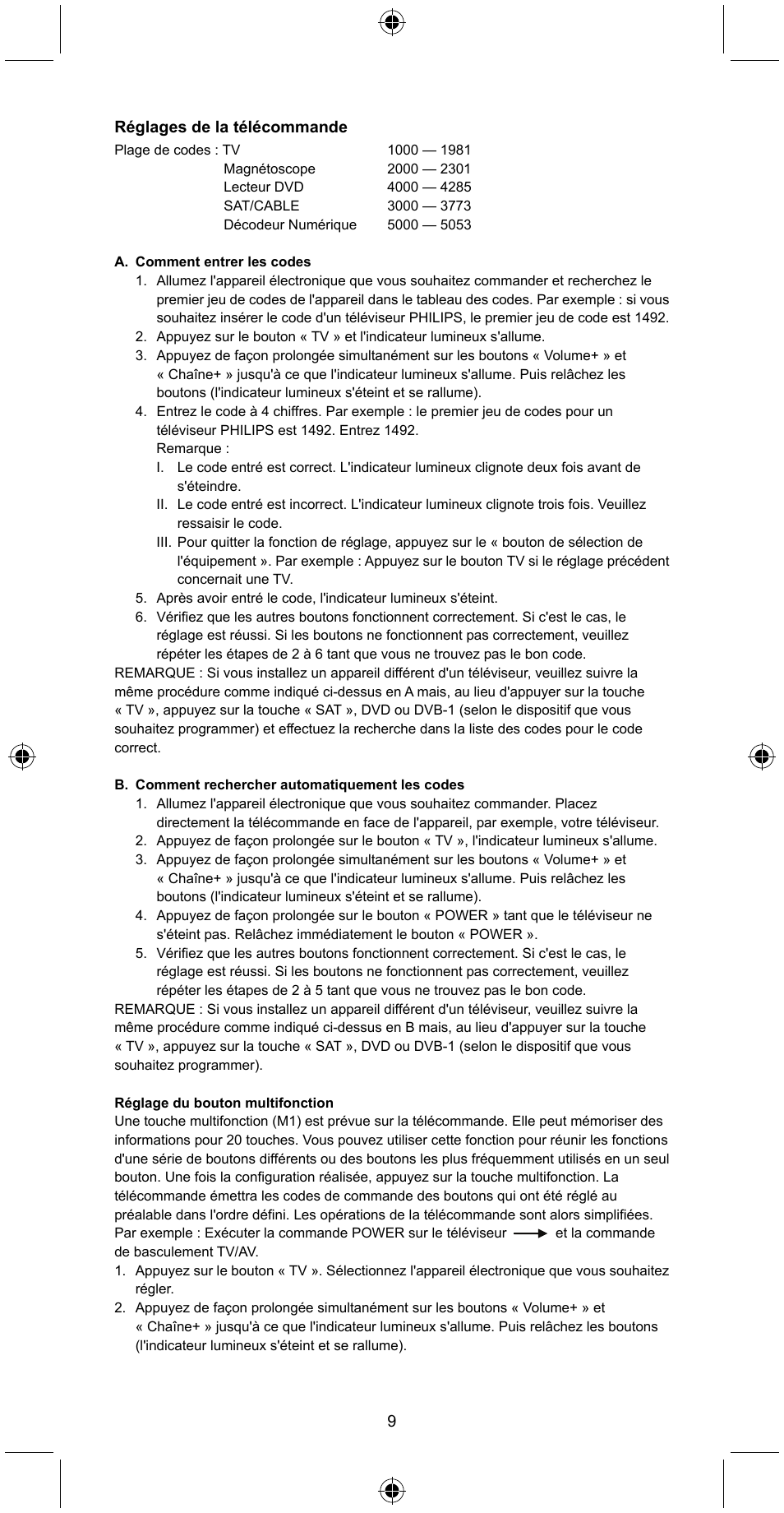 Konig Electronic Universal remote control for 4 devices User Manual | Page 9 / 45