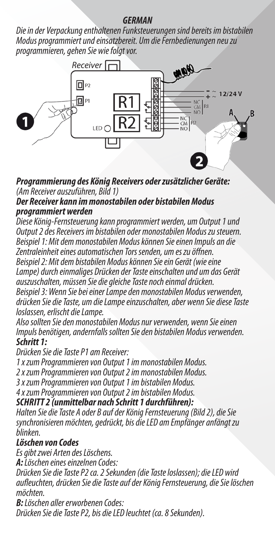 Konig Electronic Radio frequency indoor kit for home automation 2 remote controls fixed code User Manual | Page 13 / 20