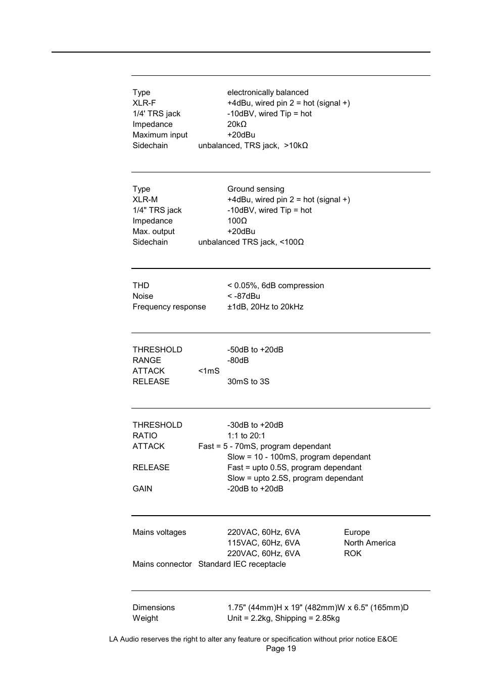 LA Audio GCX20 User Manual | Page 19 / 19