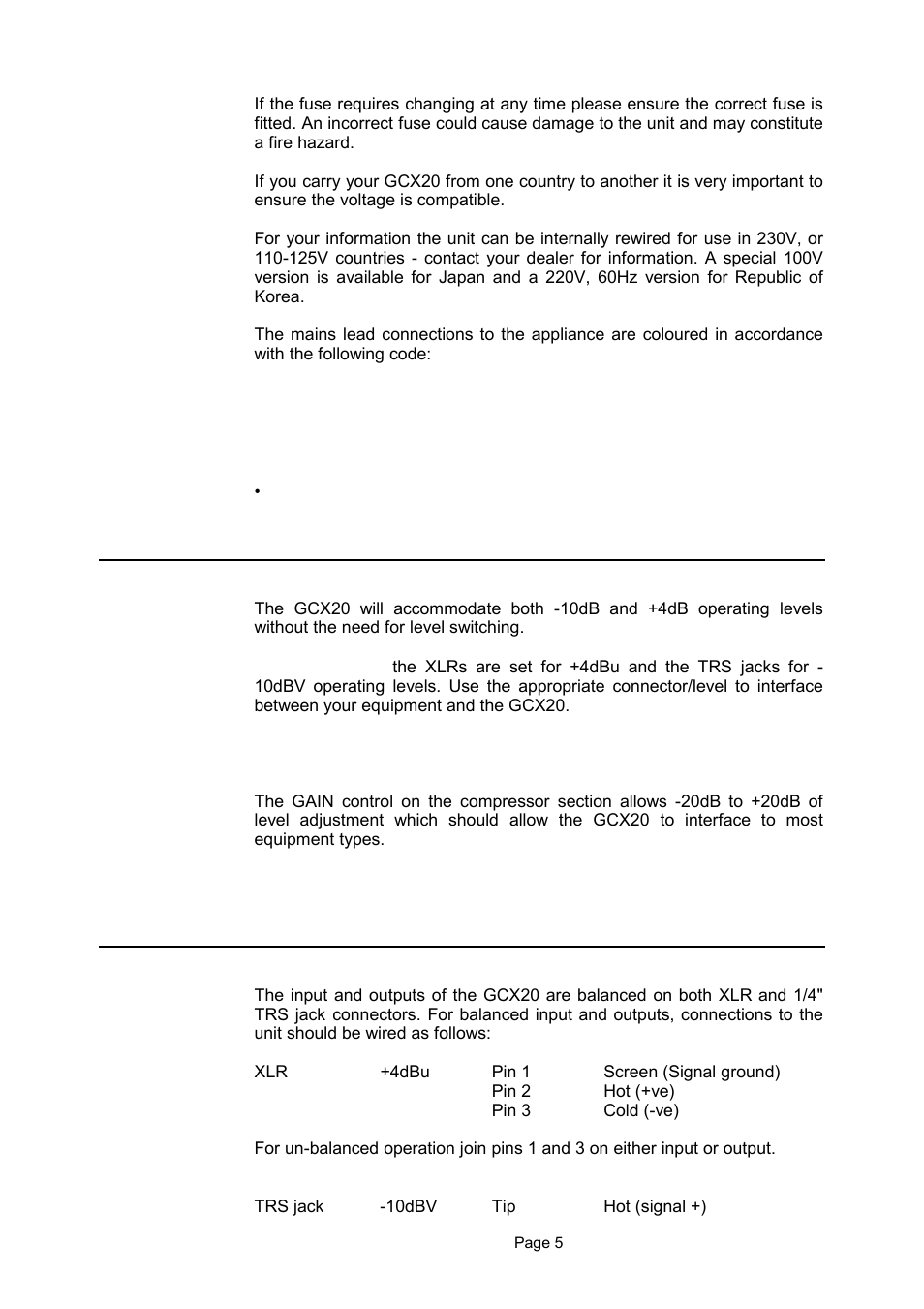 LA Audio GCX20 User Manual | Page 5 / 19