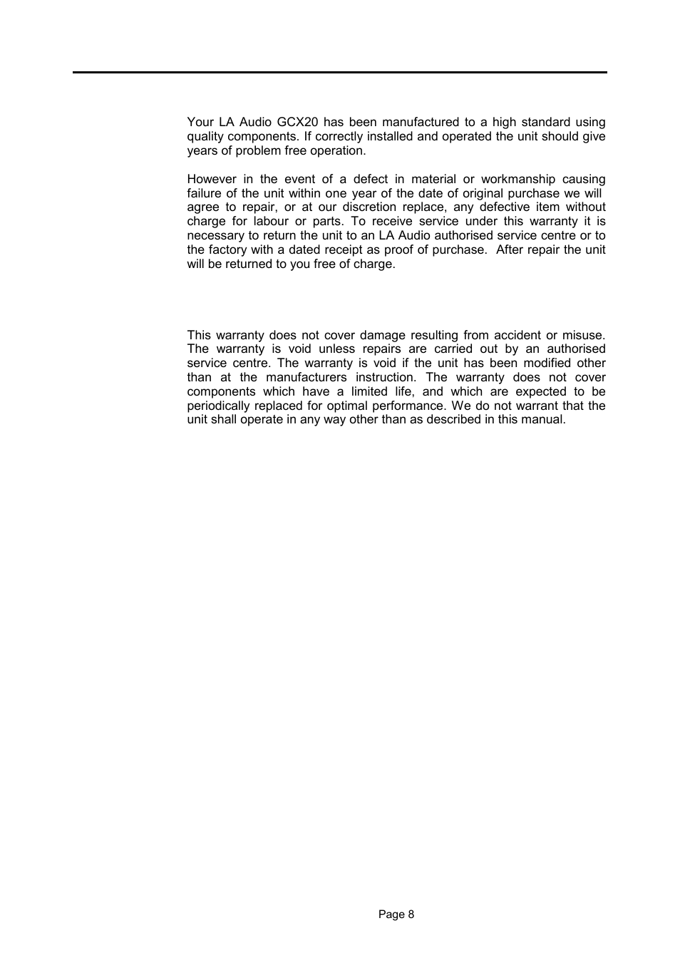 LA Audio GCX20 User Manual | Page 8 / 19