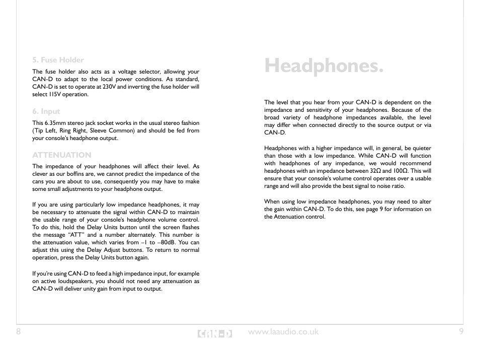 Headphones | LA Audio CAN-D User Manual | Page 5 / 7