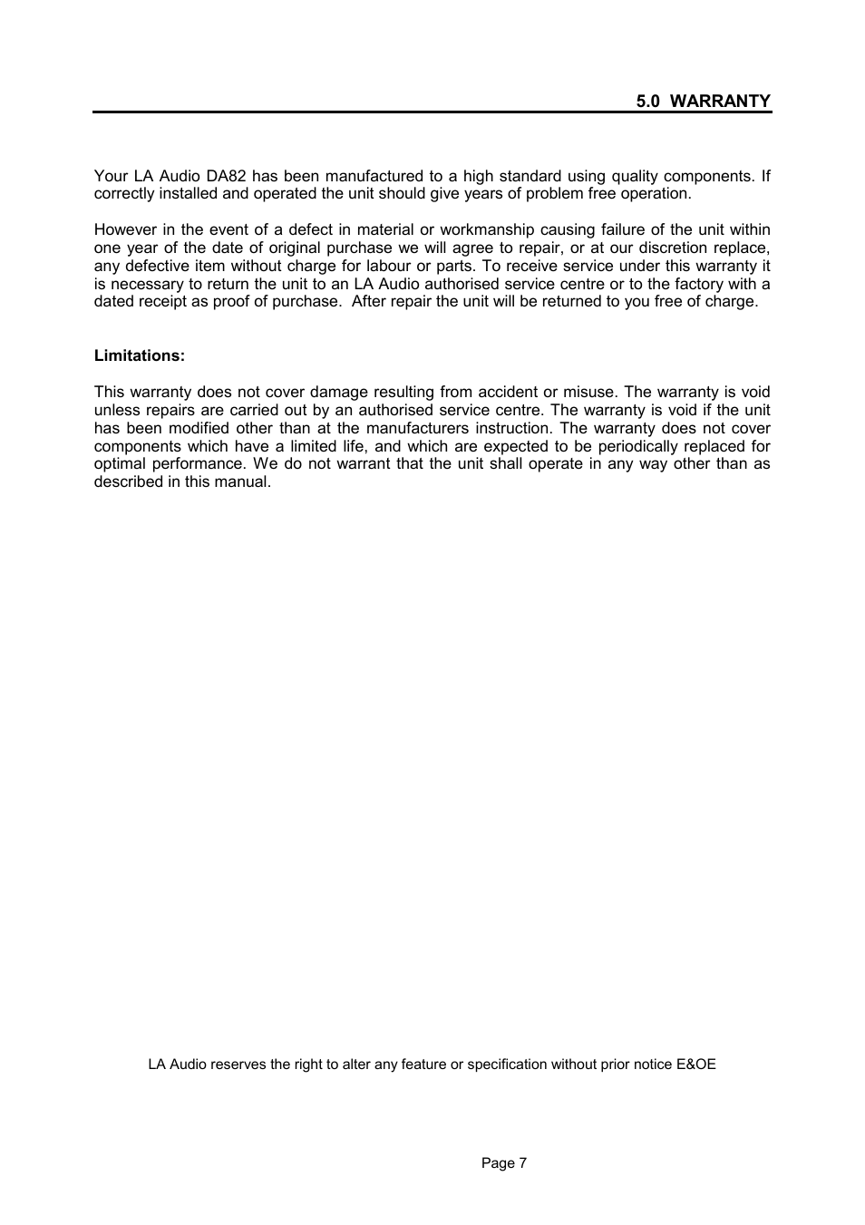 LA Audio DA82 User Manual | Page 7 / 7