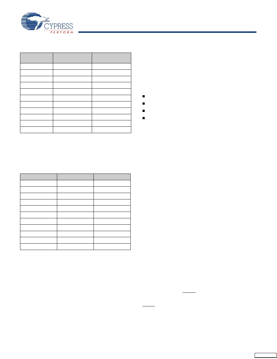 Receive status bits, Bist status state machine, Device configuration and control interface | Table 7 | Cypress CYV15G0404DXB User Manual | Page 19 / 44
