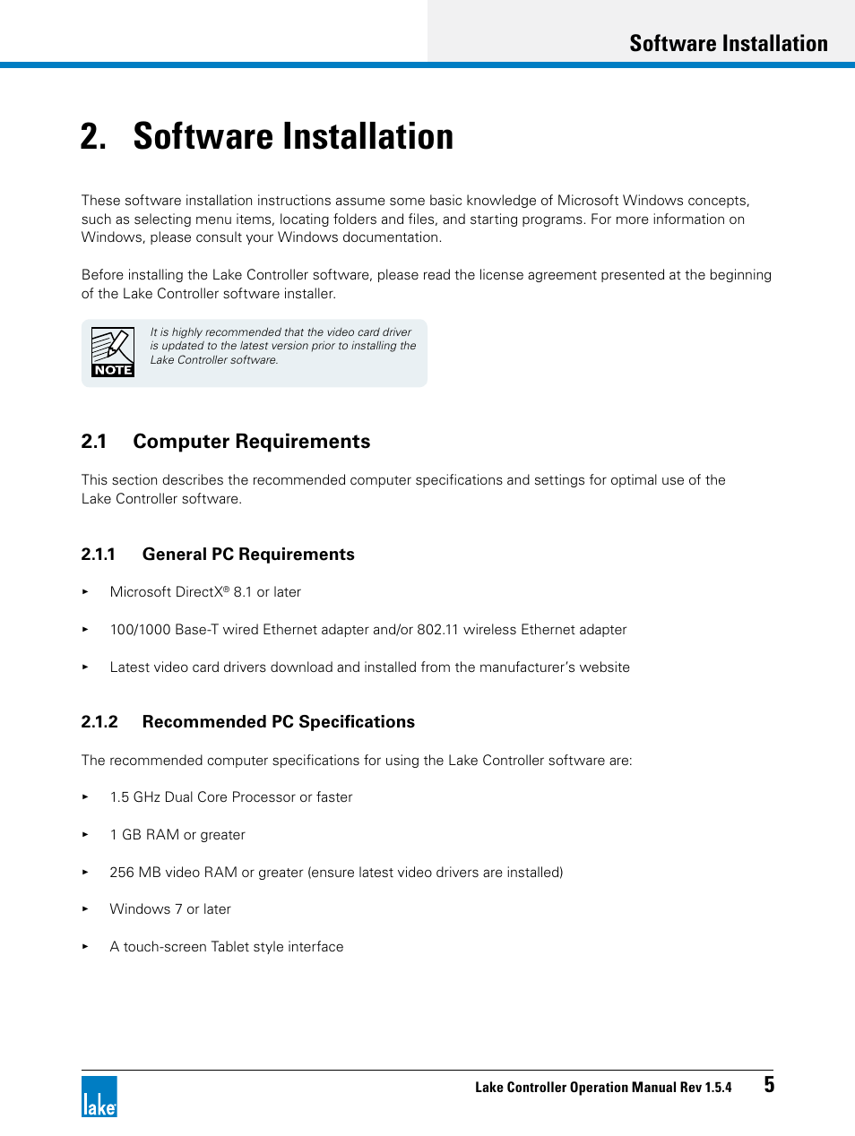 Software installation, 1 computer requirements, Chapter 2, software installation | Software installation 5 | Lab.gruppen PLM 20K44 User Manual | Page 10 / 314