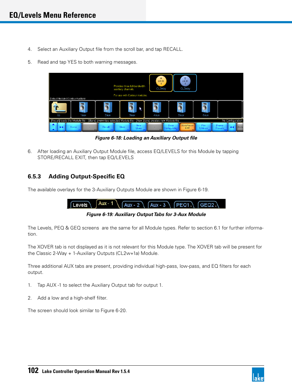 Eq/levels menu reference | Lab.gruppen PLM 20K44 User Manual | Page 107 / 314