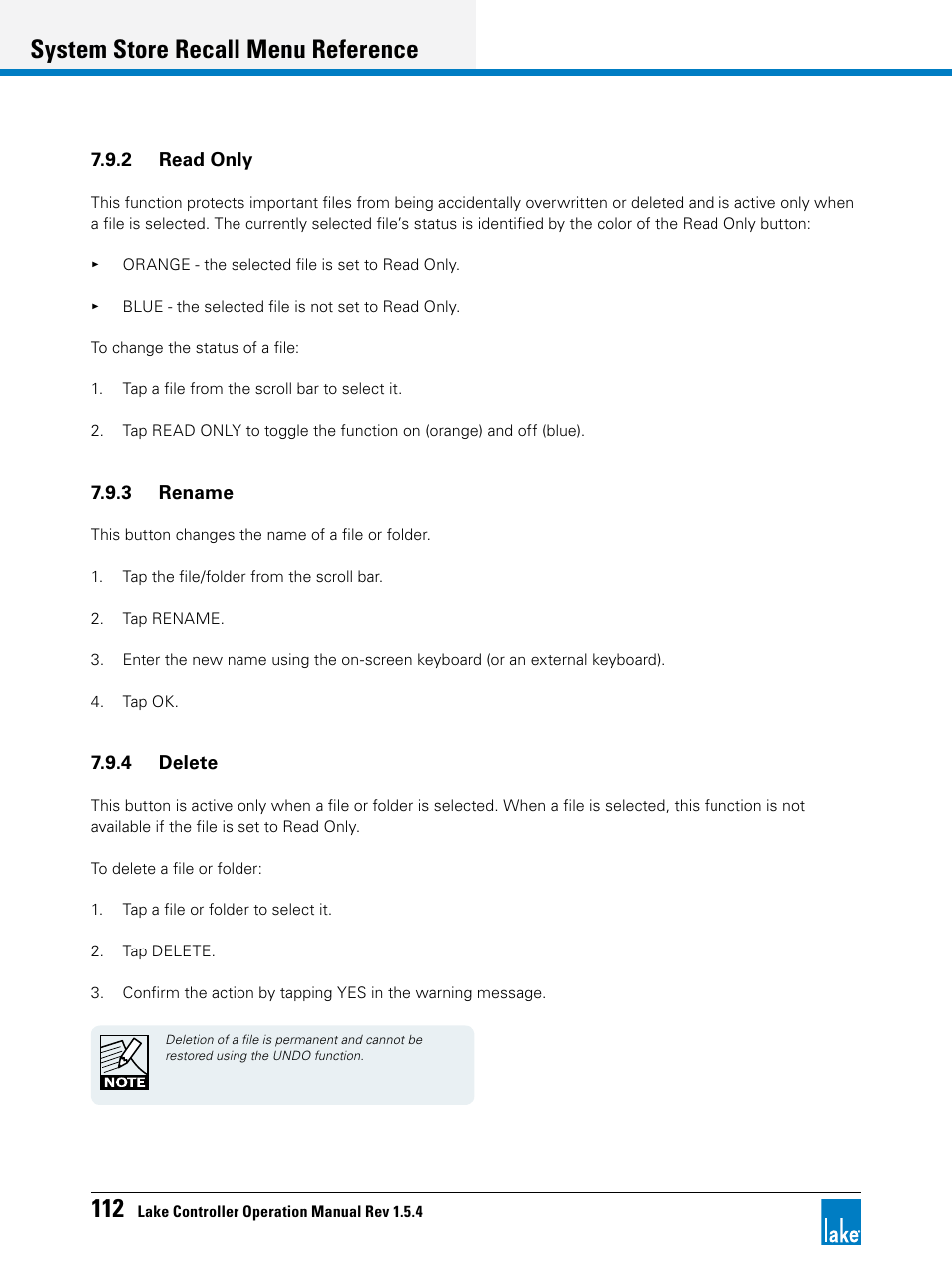 System store recall menu reference | Lab.gruppen PLM 20K44 User Manual | Page 117 / 314