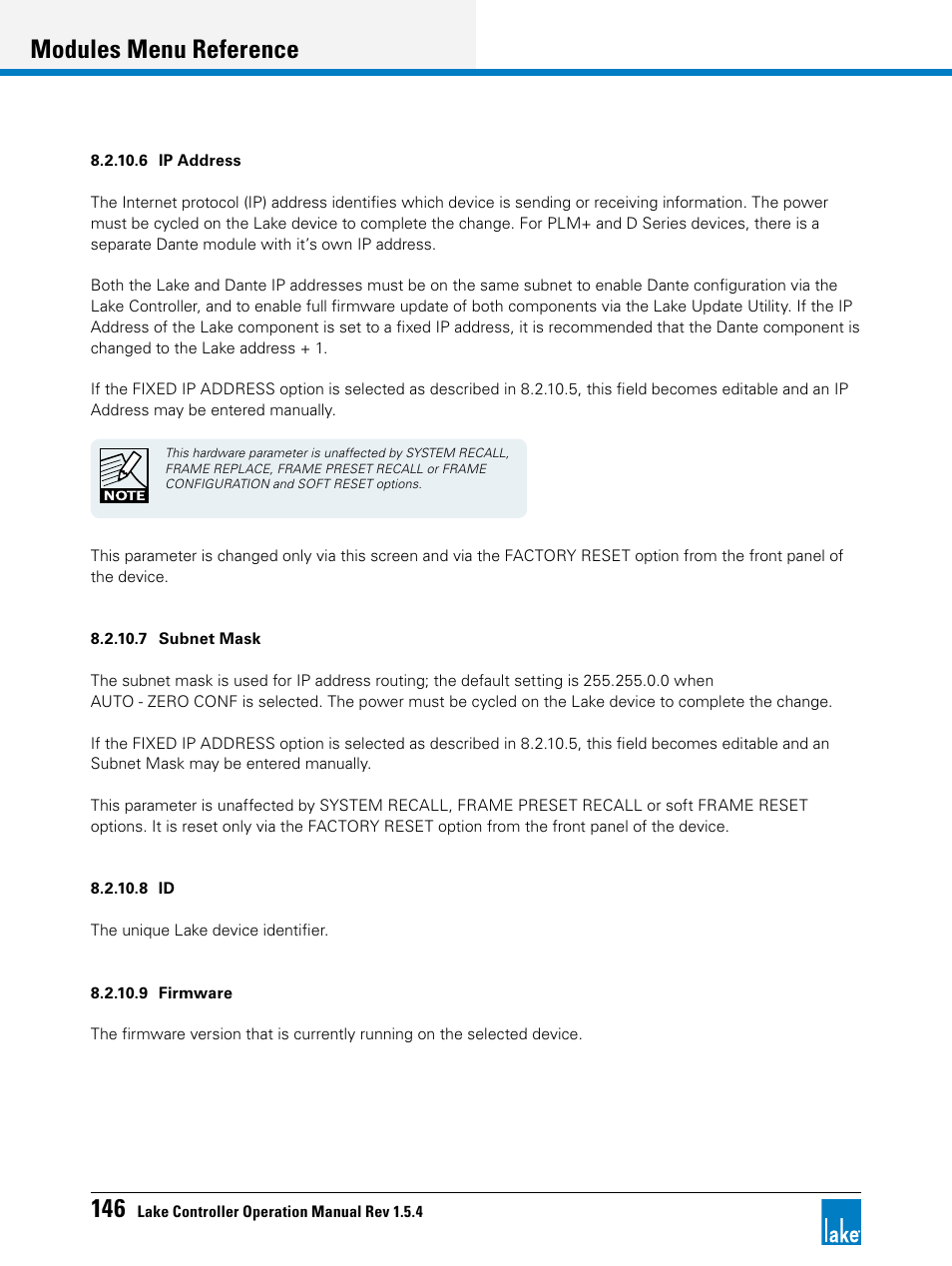 Modules menu reference | Lab.gruppen PLM 20K44 User Manual | Page 151 / 314