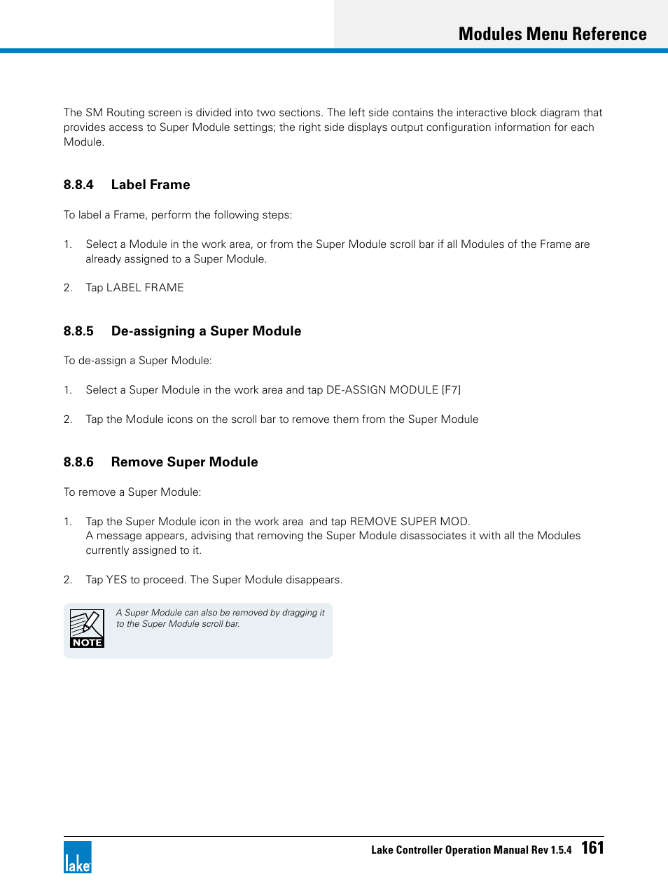 Modules menu reference 161 | Lab.gruppen PLM 20K44 User Manual | Page 166 / 314