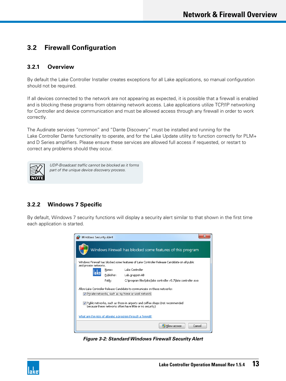 2 firewall configuration, Network & firewall overview 13 | Lab.gruppen PLM 20K44 User Manual | Page 18 / 314