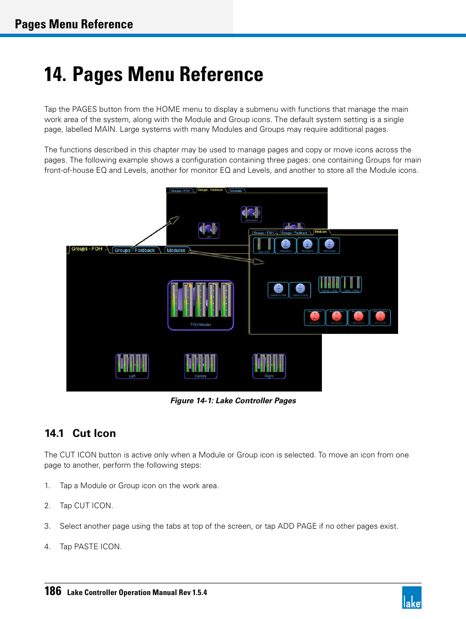 1 cut icon, Pages menu reference | Lab.gruppen PLM 20K44 User Manual | Page 191 / 314