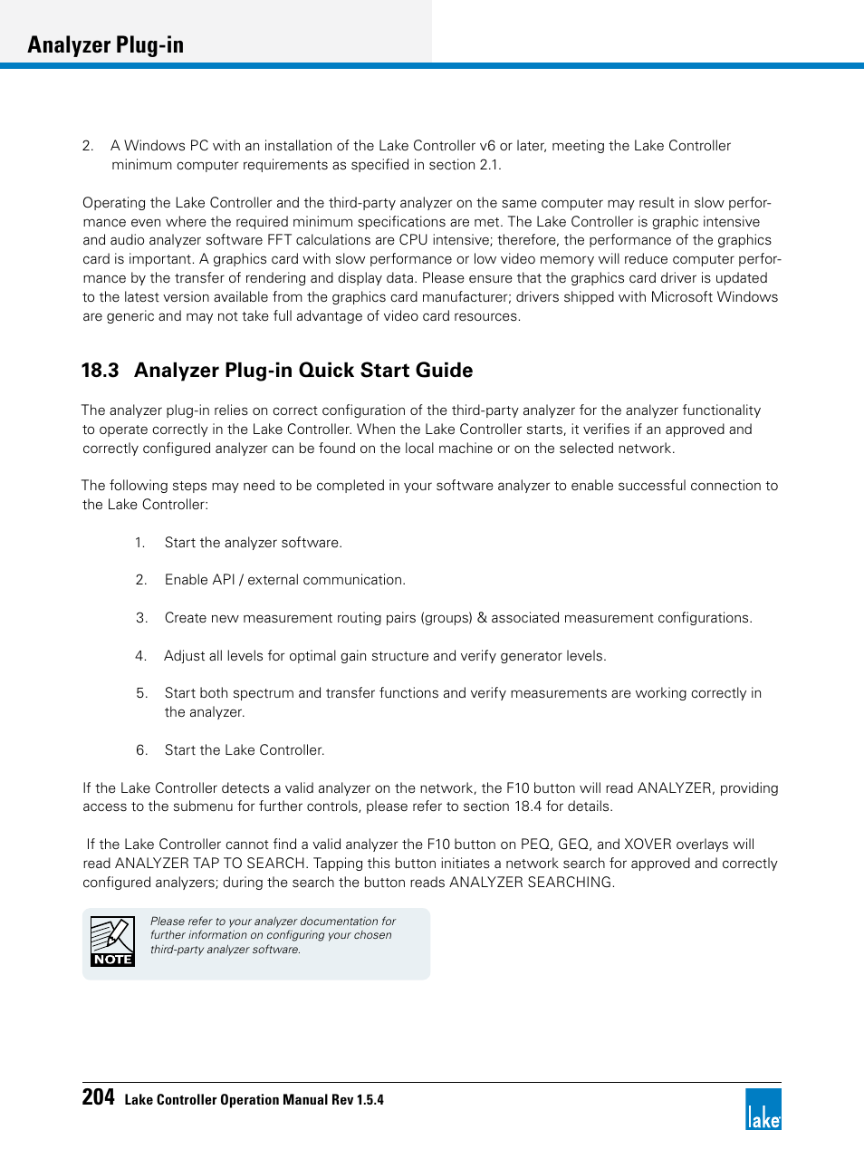 3 analyzer plug-in quick start guide, Analyzer plug-in | Lab.gruppen PLM 20K44 User Manual | Page 209 / 314
