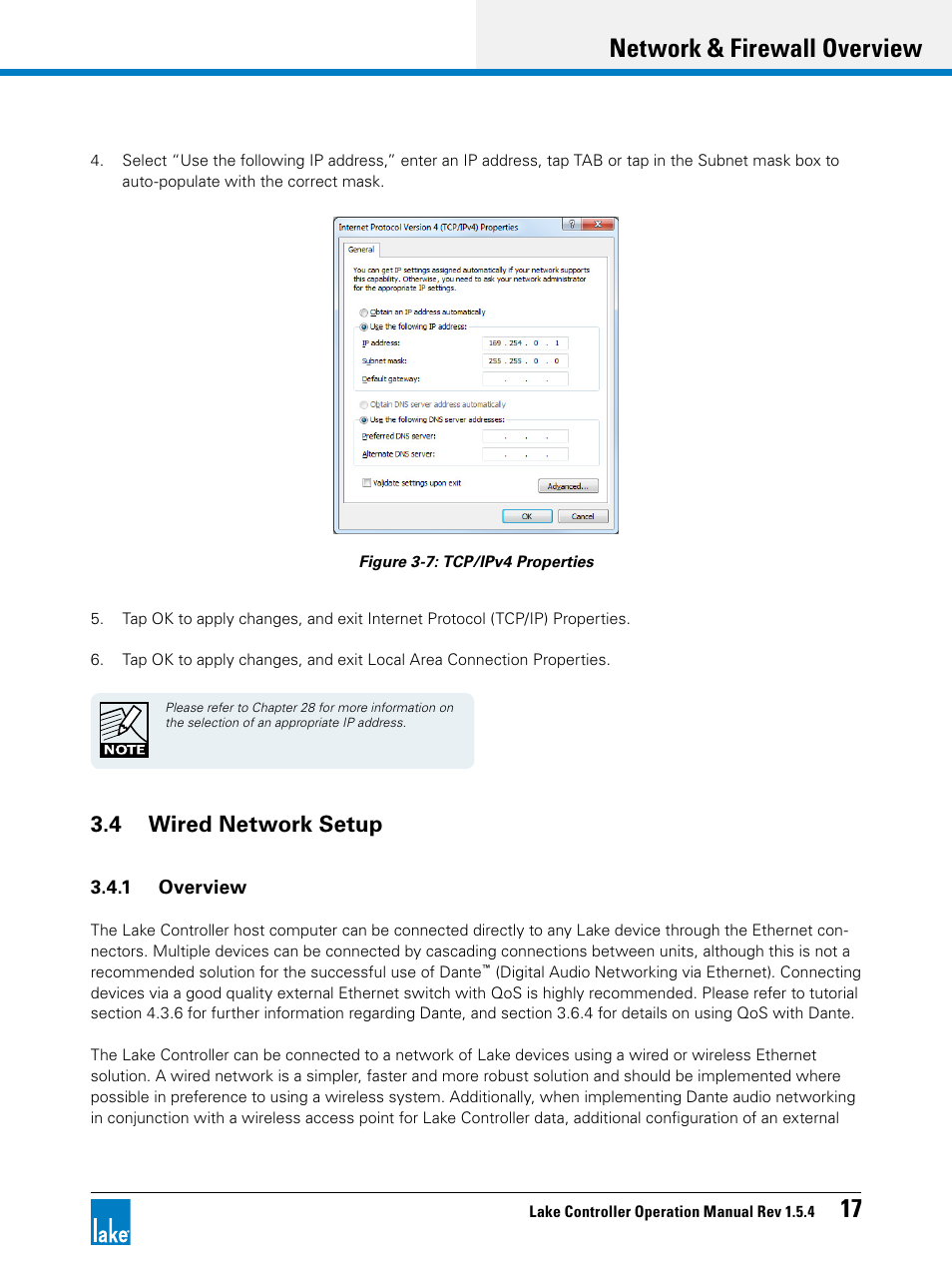 4 wired network setup, Network & firewall overview 17 | Lab.gruppen PLM 20K44 User Manual | Page 22 / 314