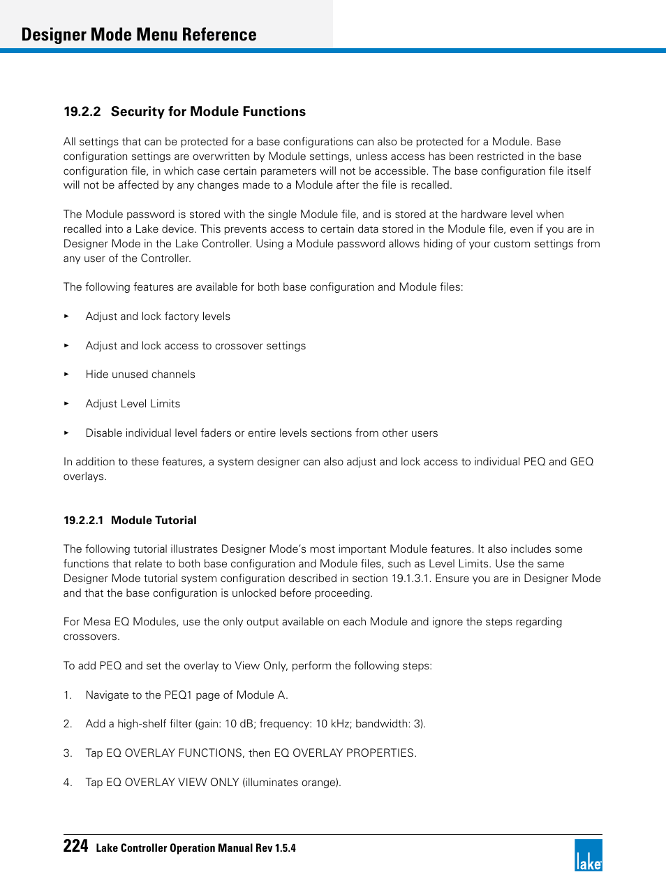 Designer mode menu reference | Lab.gruppen PLM 20K44 User Manual | Page 229 / 314