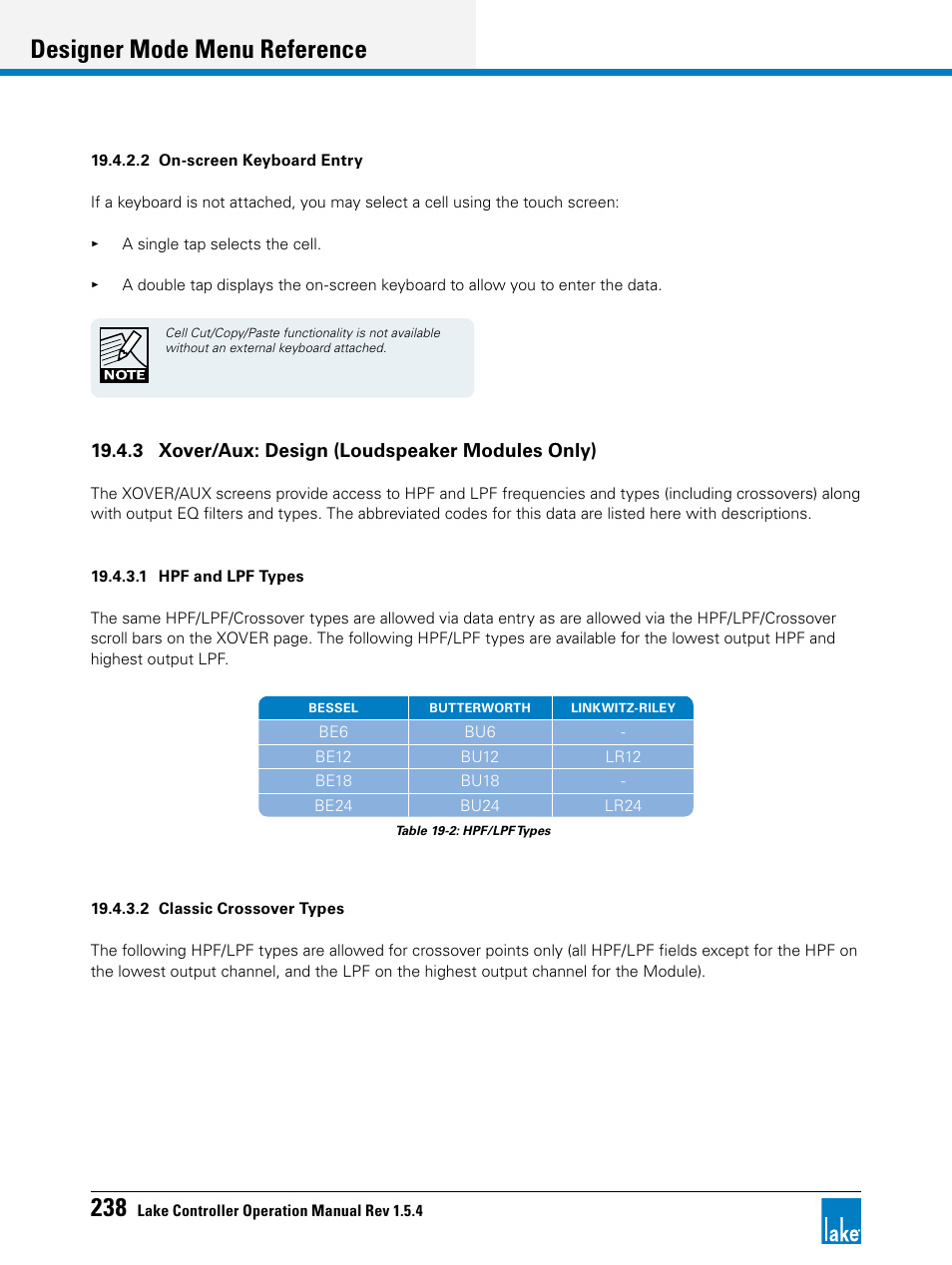 Designer mode menu reference | Lab.gruppen PLM 20K44 User Manual | Page 243 / 314