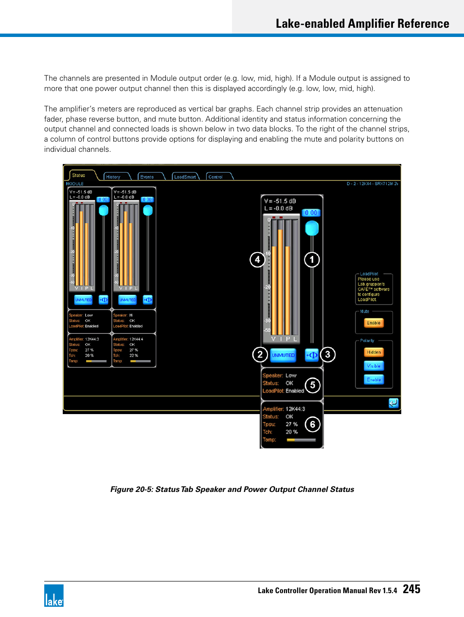 Lake-enabled amplifier reference 245 | Lab.gruppen PLM 20K44 User Manual | Page 250 / 314