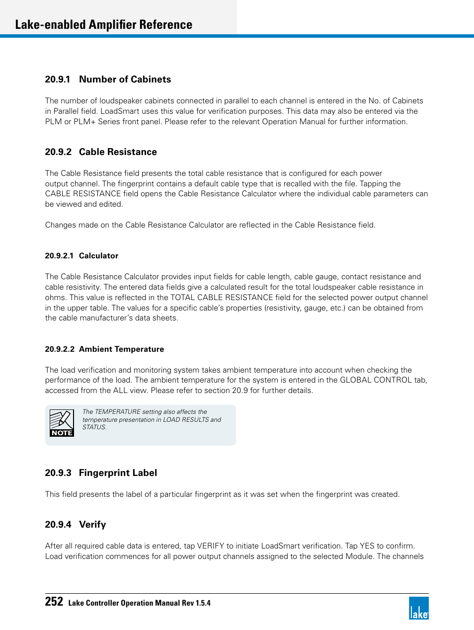 Lake-enabled amplifier reference | Lab.gruppen PLM 20K44 User Manual | Page 257 / 314