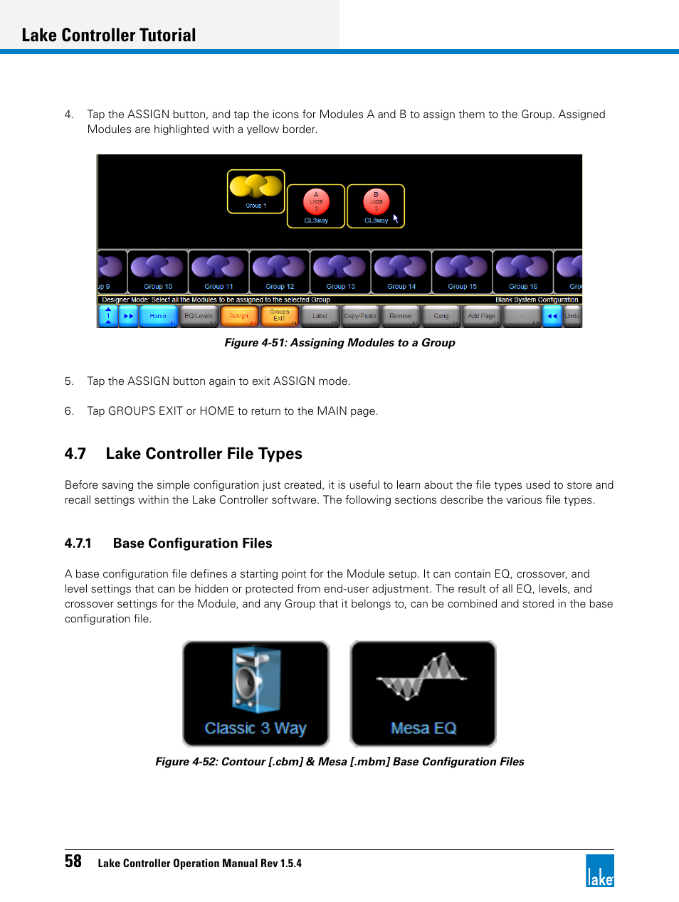 7 lake controller file types, Lake controller tutorial | Lab.gruppen PLM 20K44 User Manual | Page 63 / 314