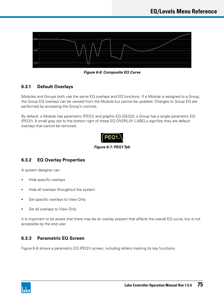 Eq/levels menu reference 75 | Lab.gruppen PLM 20K44 User Manual | Page 80 / 314