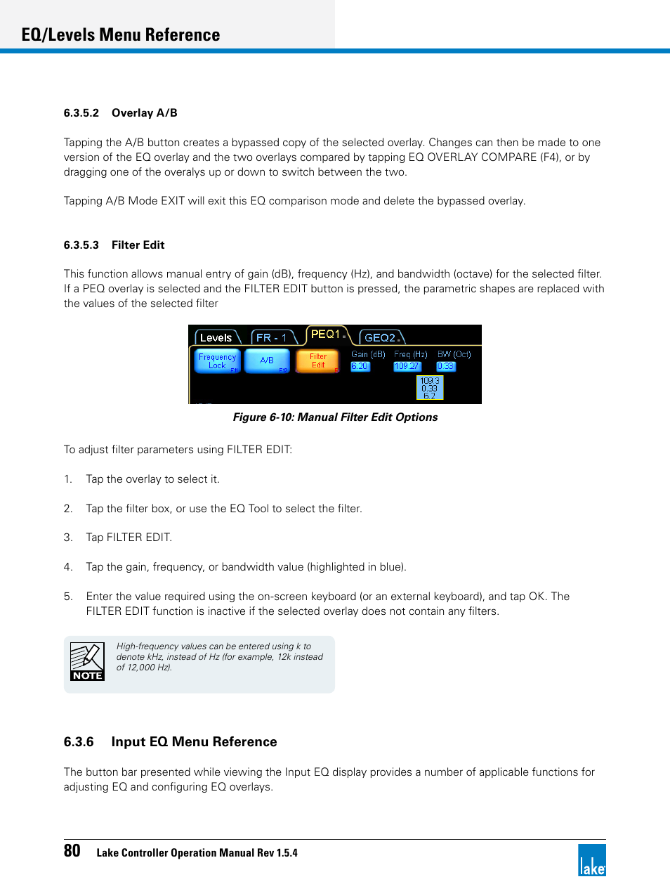 Eq/levels menu reference | Lab.gruppen PLM 20K44 User Manual | Page 85 / 314