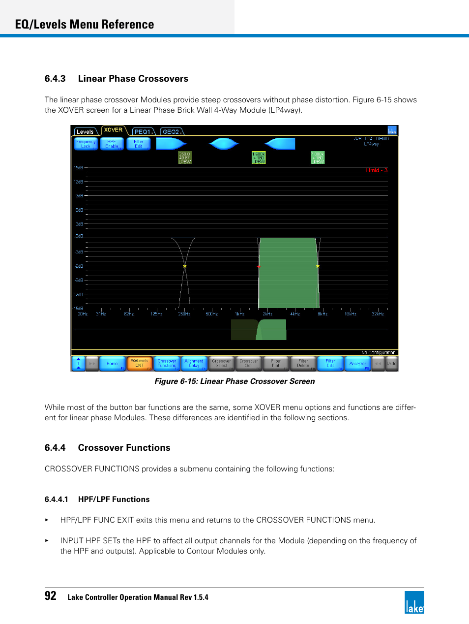 Eq/levels menu reference | Lab.gruppen PLM 20K44 User Manual | Page 97 / 314