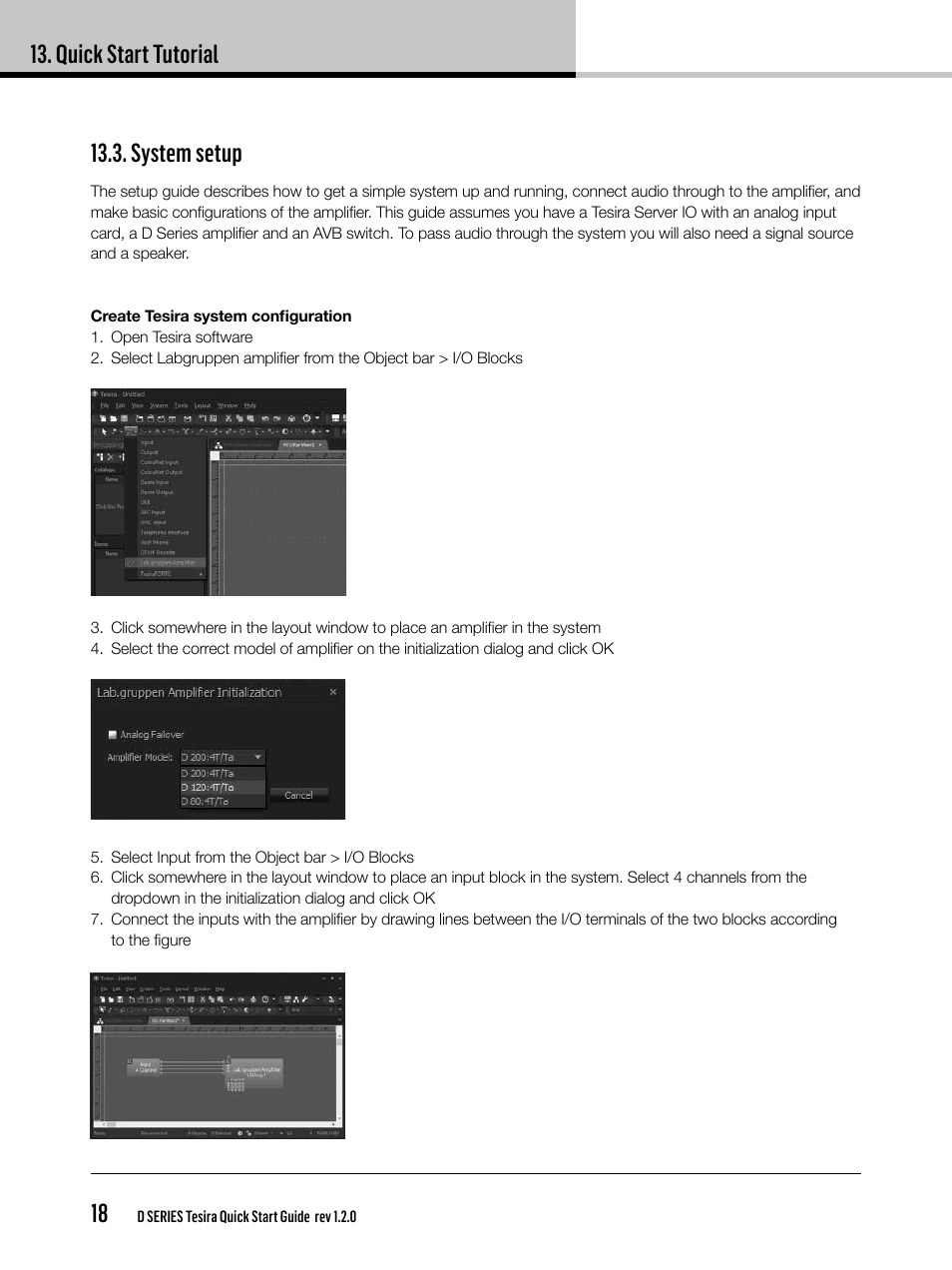 Quick start tutorial 18, System setup | Lab.gruppen D Series 80:4T/Ta User Manual | Page 18 / 28