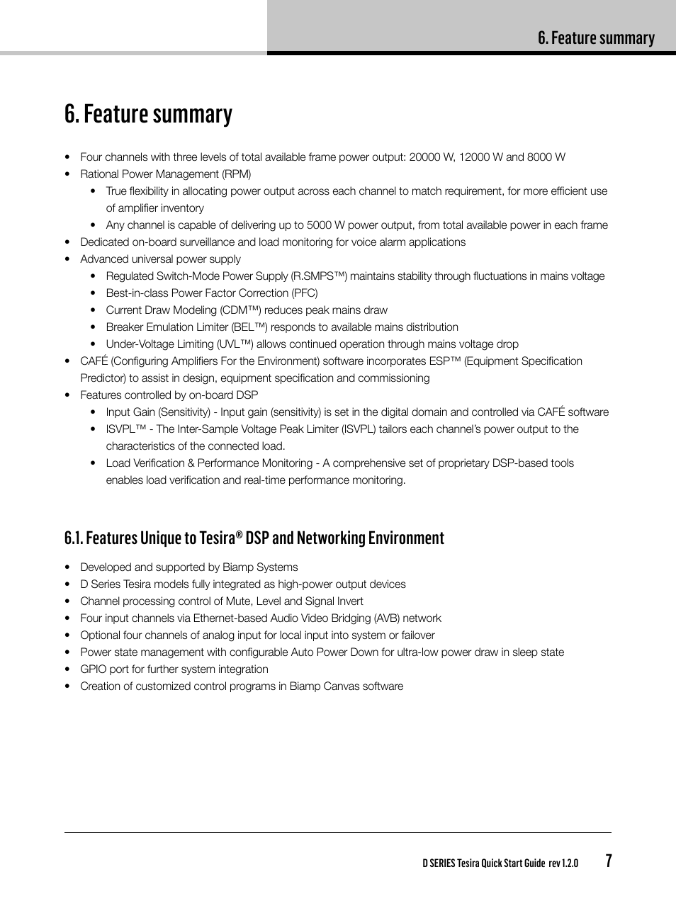 Feature summary | Lab.gruppen D Series 80:4T/Ta User Manual | Page 7 / 28