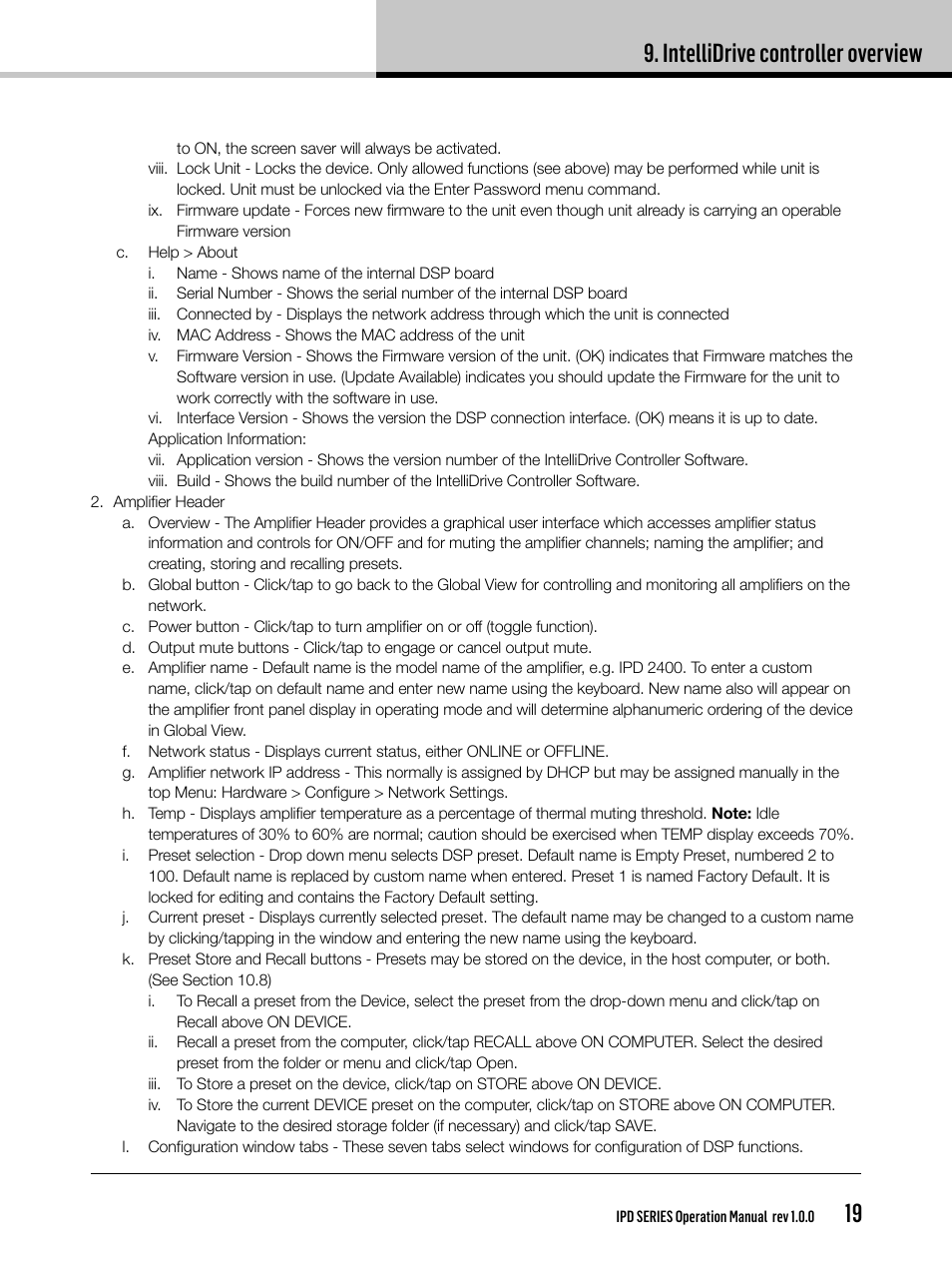 Intellidrive controller overview | Lab.gruppen IPD 2400 User Manual | Page 19 / 36
