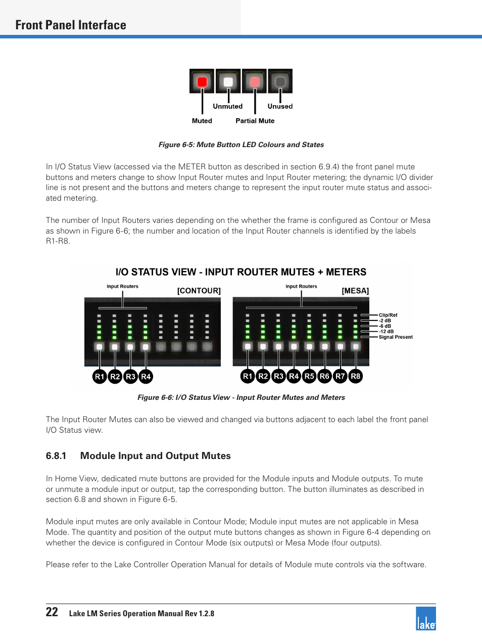 N figure 6-5, 22 front panel interface | Lab.gruppen LM 44 User Manual | Page 28 / 71
