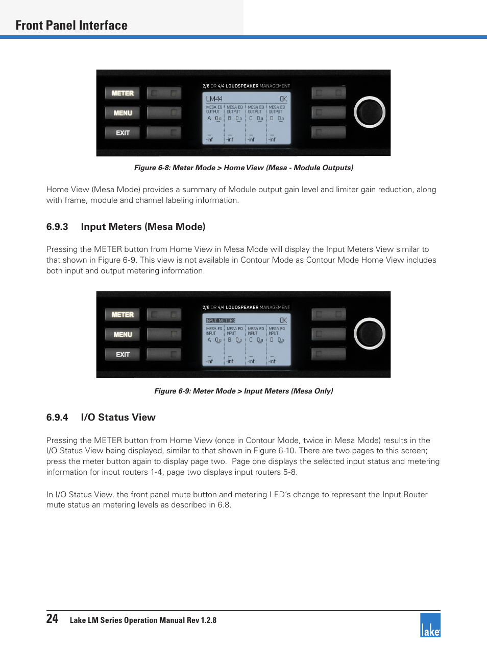 N 6.9.4) t, N figure 6-8, 24 front panel interface | Lab.gruppen LM 44 User Manual | Page 30 / 71