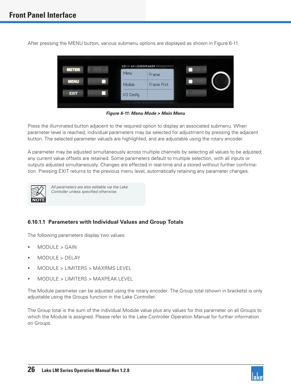 26 front panel interface | Lab.gruppen LM 44 User Manual | Page 32 / 71