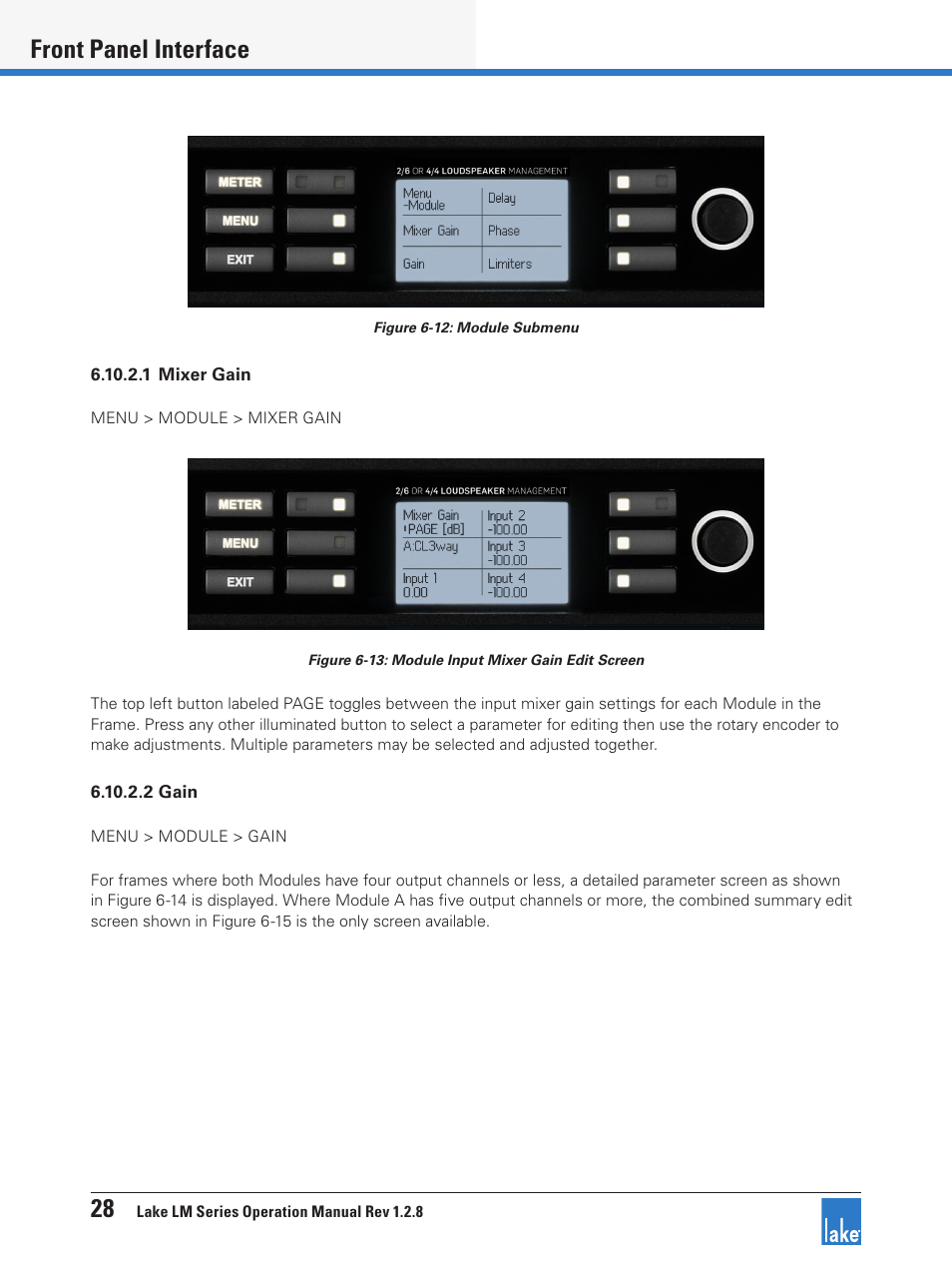 N figure 6-12 i, 28 front panel interface | Lab.gruppen LM 44 User Manual | Page 34 / 71