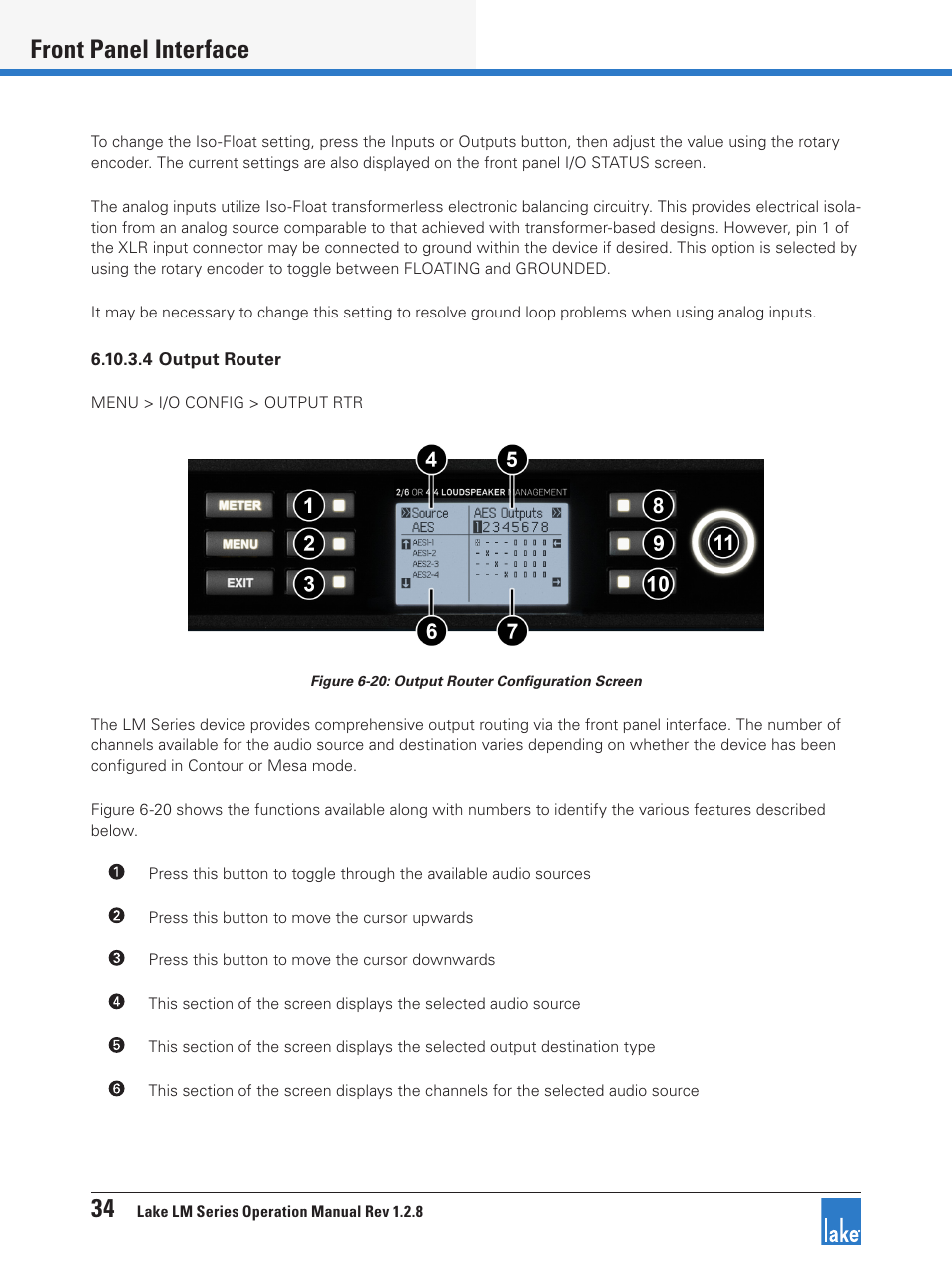 34 front panel interface | Lab.gruppen LM 44 User Manual | Page 40 / 71