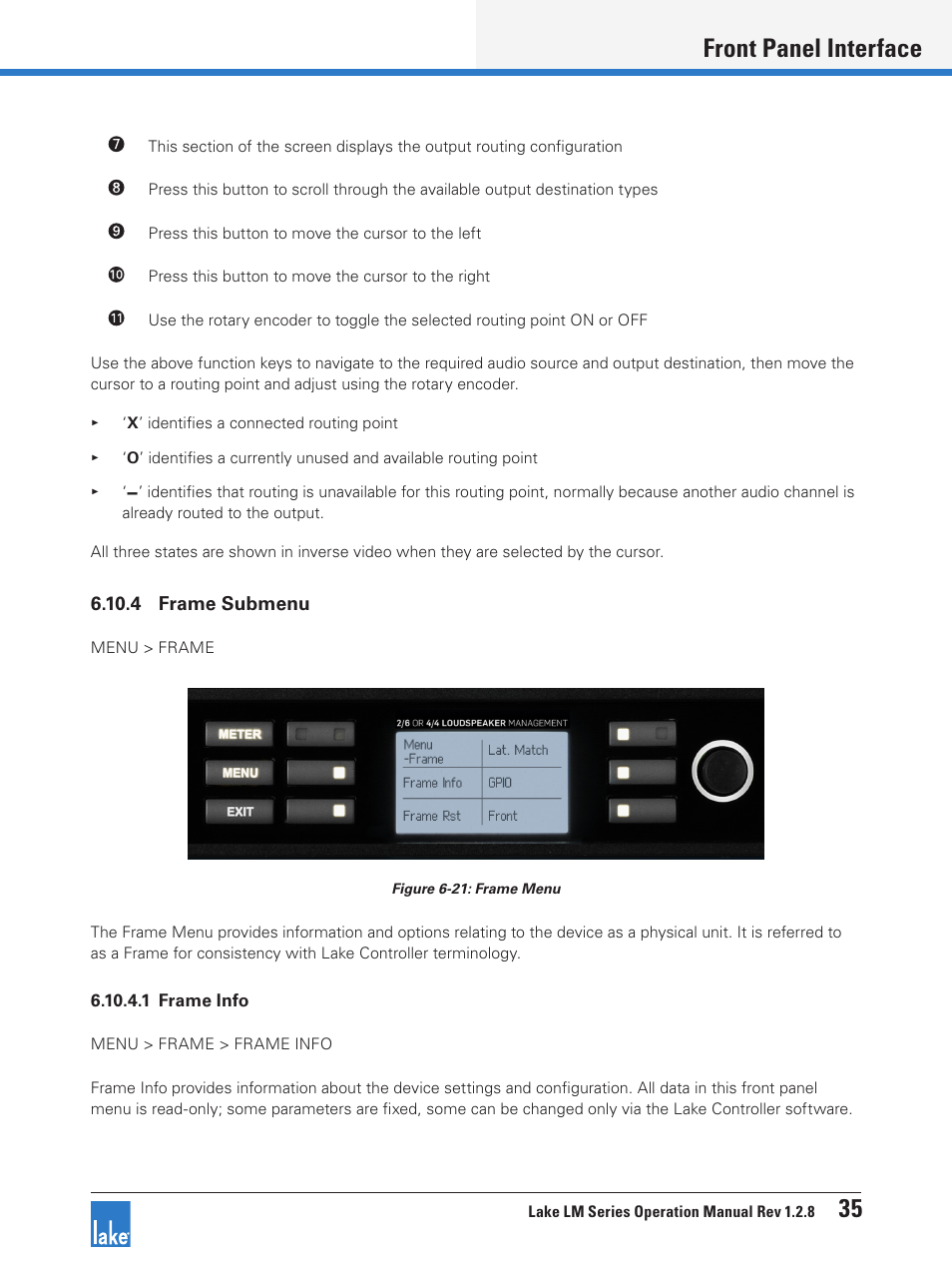 N 6.10.4), Front panel interface 35 | Lab.gruppen LM 44 User Manual | Page 41 / 71