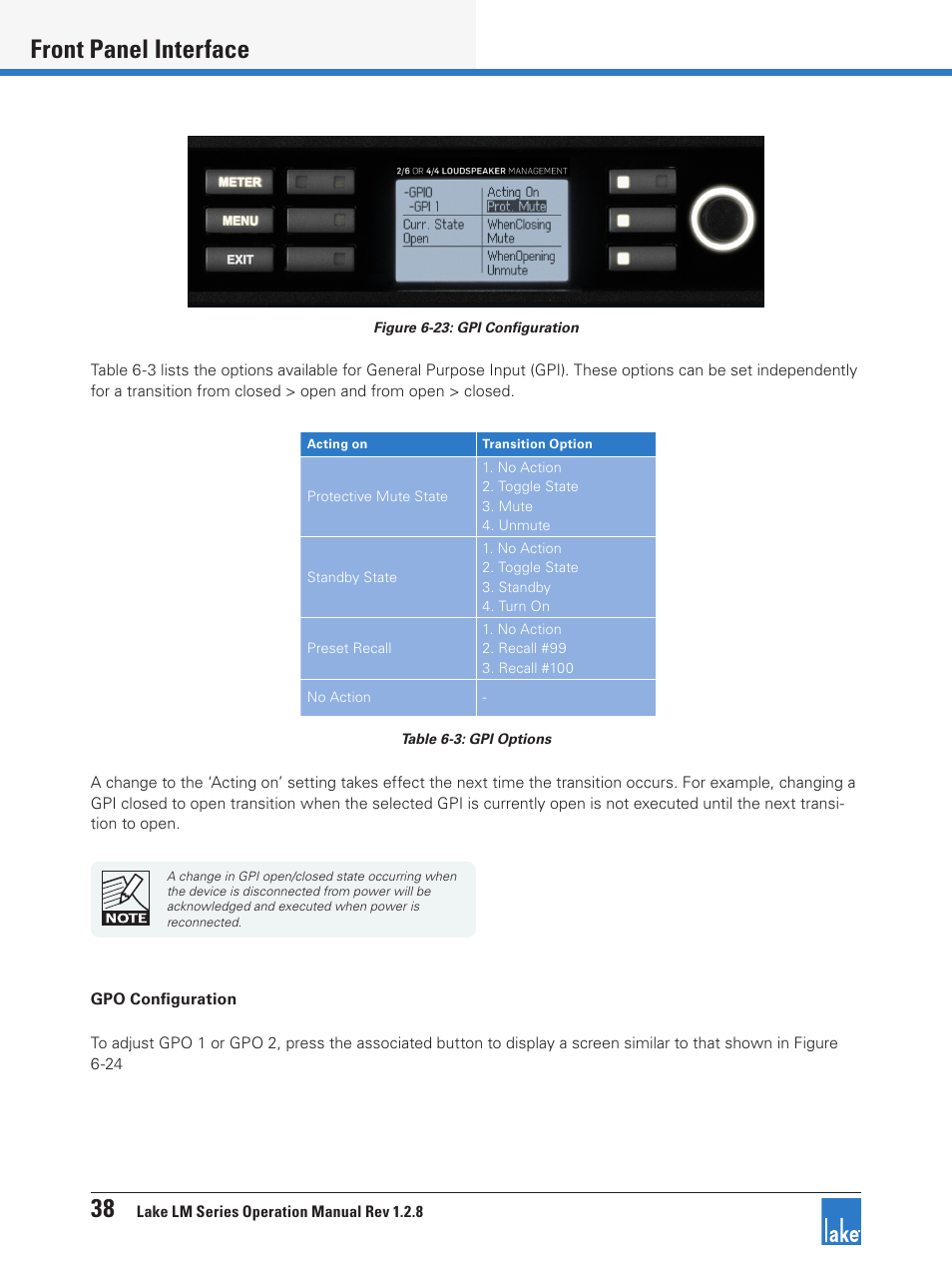 38 front panel interface | Lab.gruppen LM 44 User Manual | Page 44 / 71