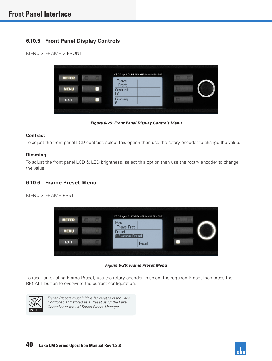 N 6.10.6), 40 front panel interface | Lab.gruppen LM 44 User Manual | Page 46 / 71