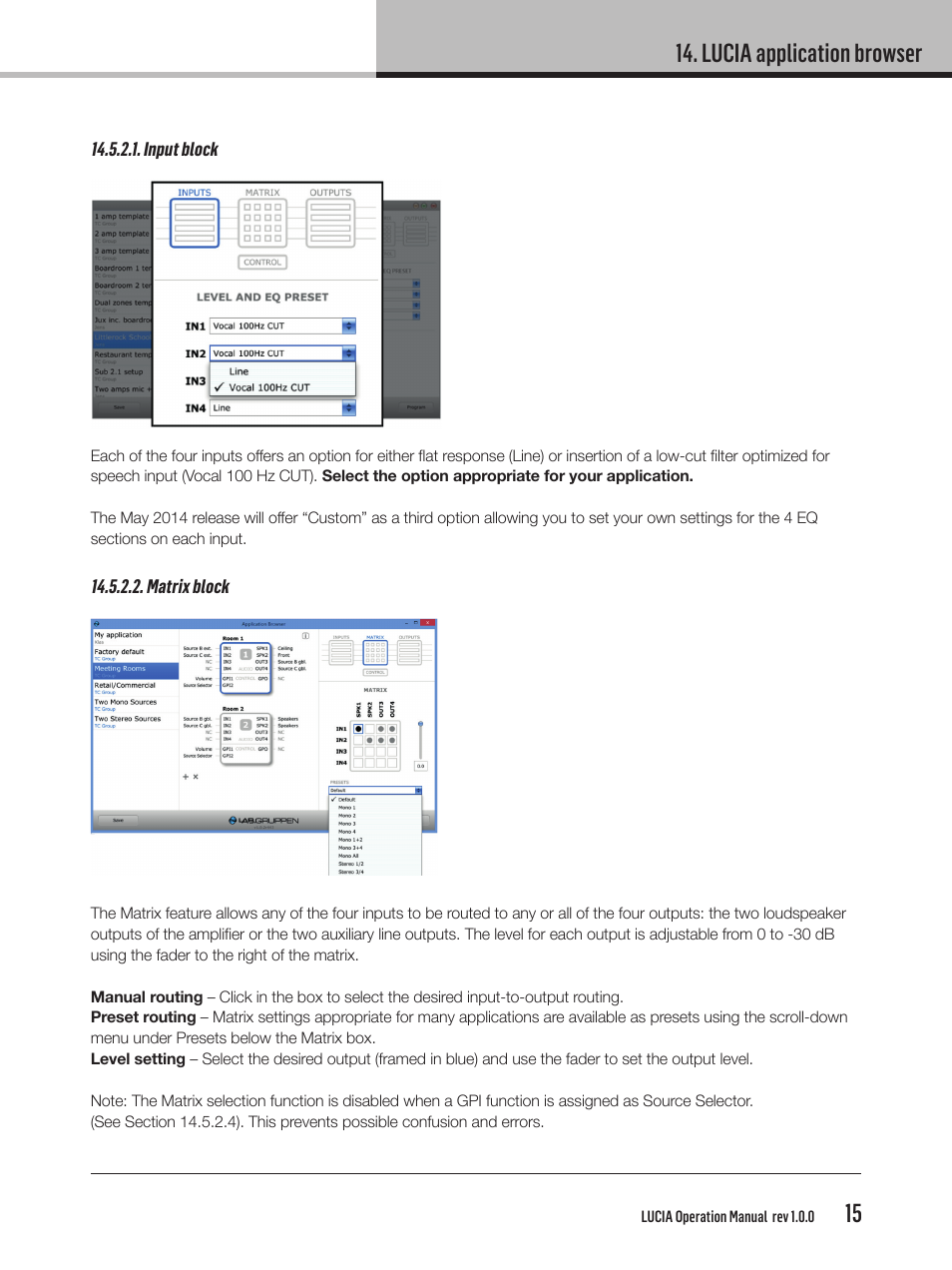 Lucia application browser | Lab.gruppen LUCIA 240/2M User Manual | Page 15 / 26