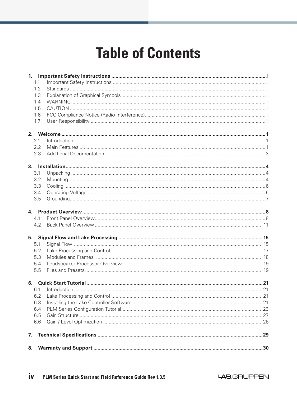 Lab.gruppen PLM 20000Q User Manual | Page 5 / 38