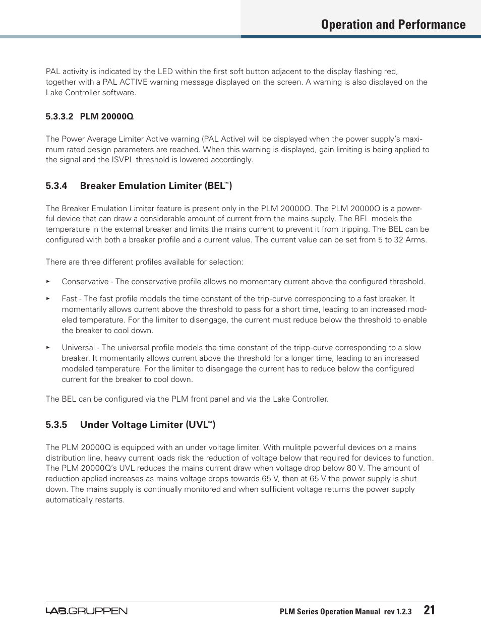 Operation and performance 21 | Lab.gruppen PLM 20000Q User Manual | Page 27 / 106