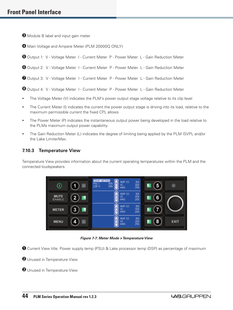 44 front panel interface | Lab.gruppen PLM 20000Q User Manual | Page 50 / 106