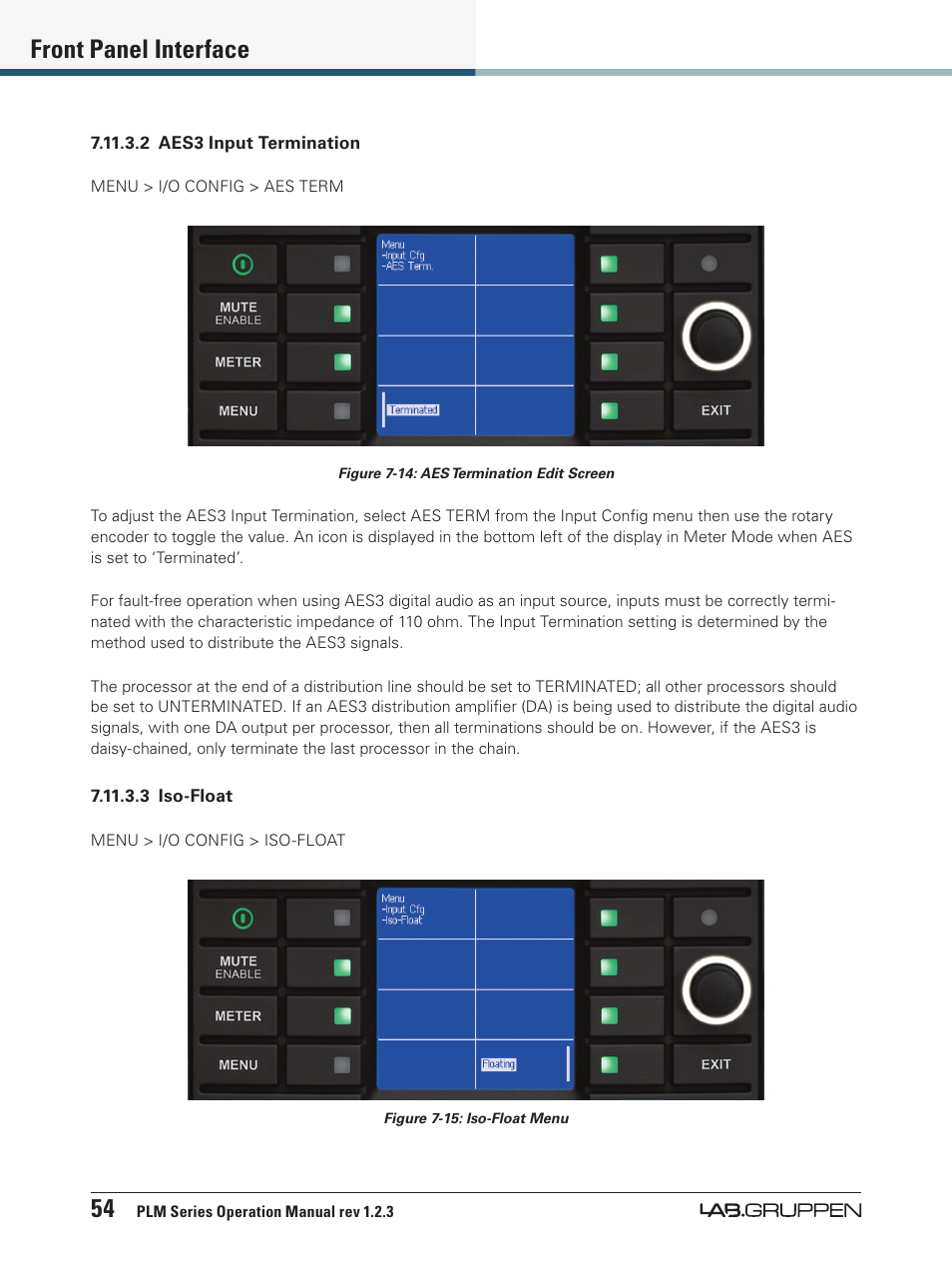 54 front panel interface | Lab.gruppen PLM 20000Q User Manual | Page 60 / 106
