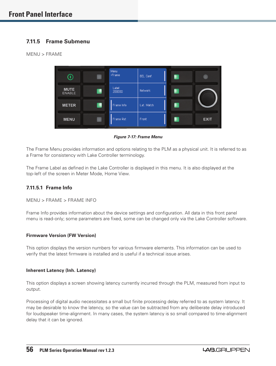 N 7.11.5), 56 front panel interface | Lab.gruppen PLM 20000Q User Manual | Page 62 / 106