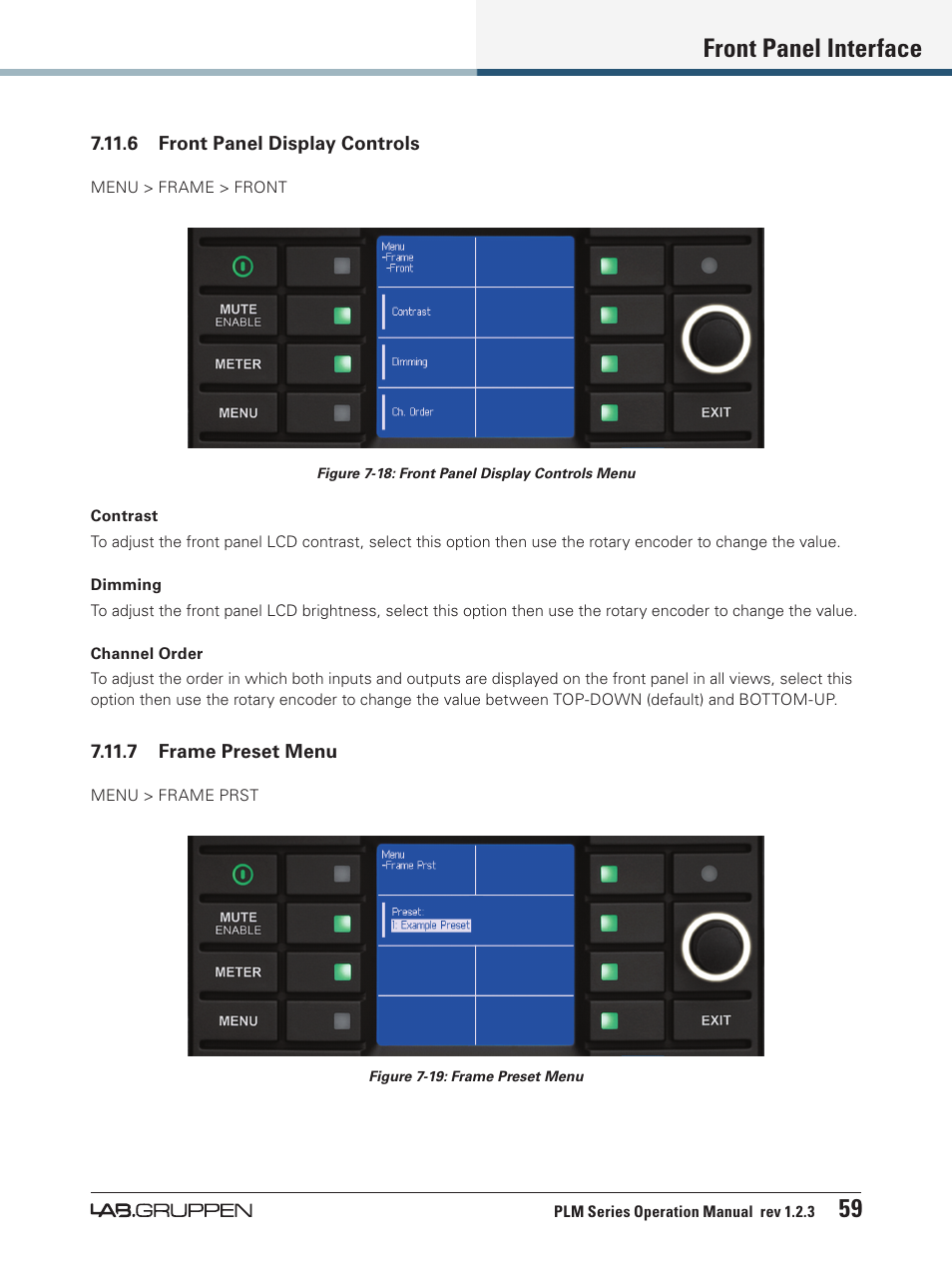 N 7.11.7, Front panel interface 59 | Lab.gruppen PLM 20000Q User Manual | Page 65 / 106