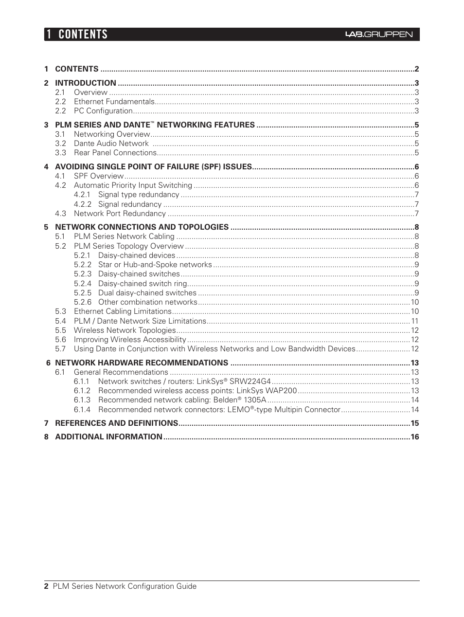 1 contents | Lab.gruppen PLM 20000Q User Manual | Page 2 / 17