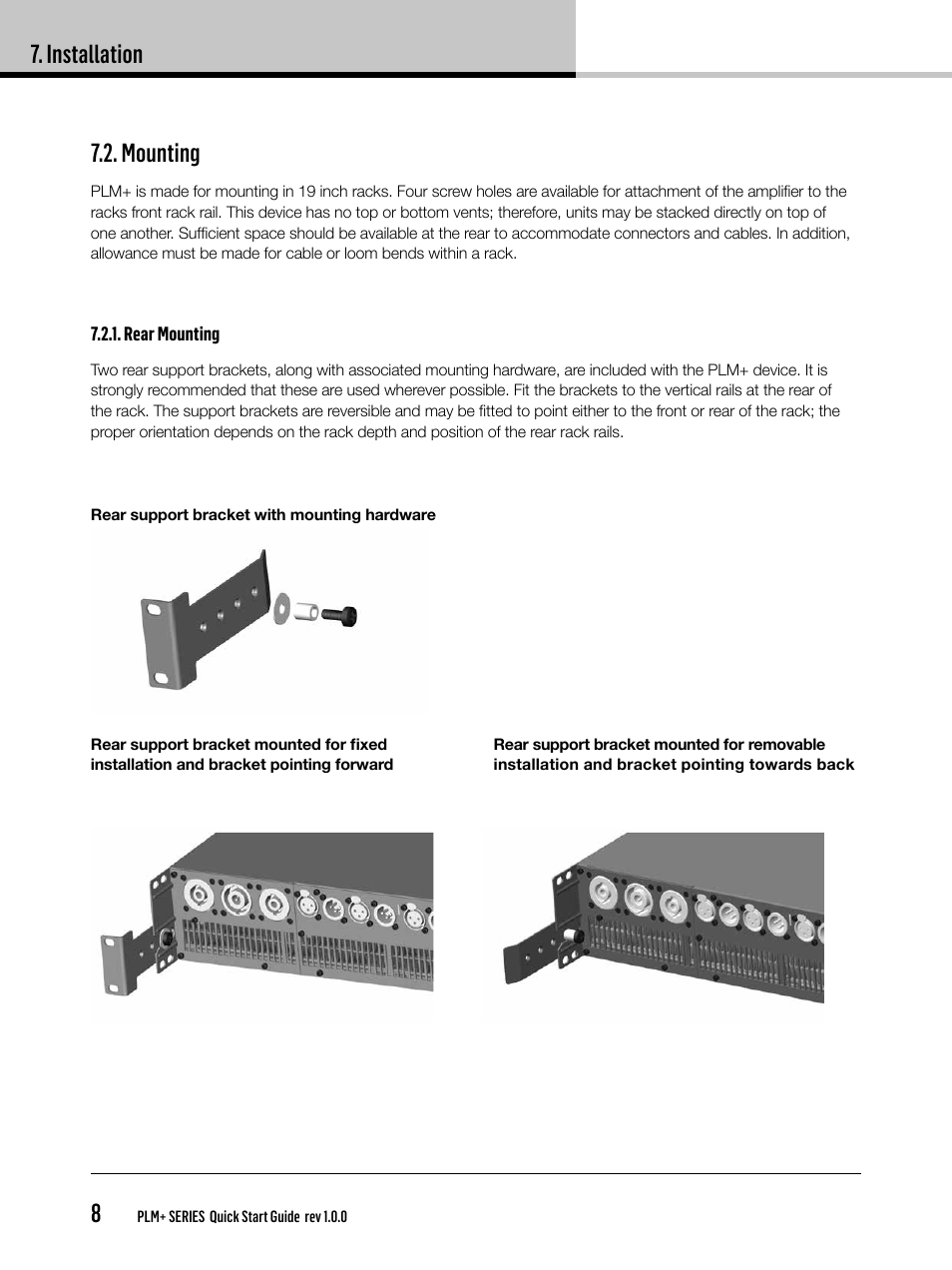 Installation 8, Mounting | Lab.gruppen PLM 20K44 User Manual | Page 8 / 32