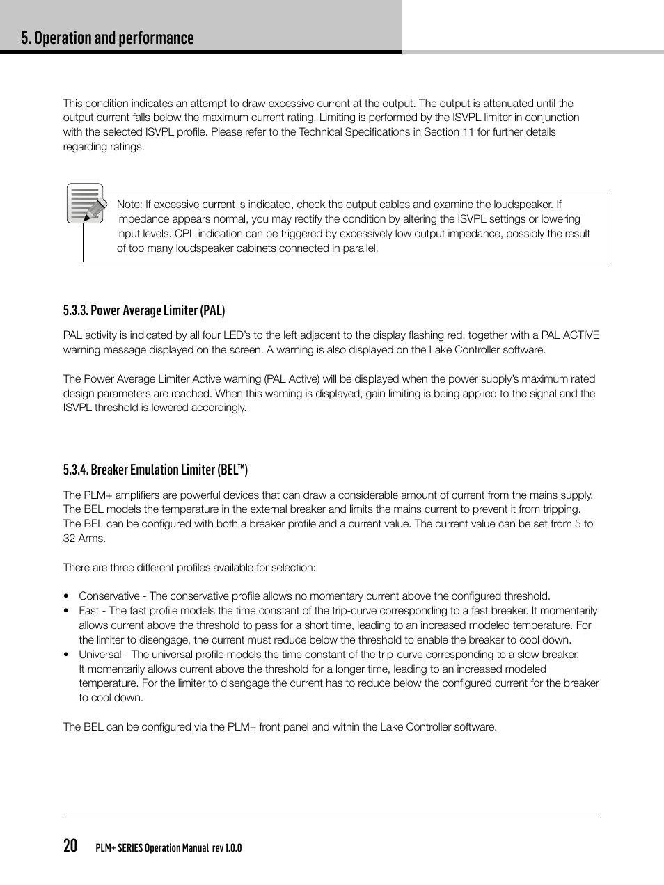 Operation and performance 20 | Lab.gruppen PLM 20K44 User Manual | Page 20 / 92
