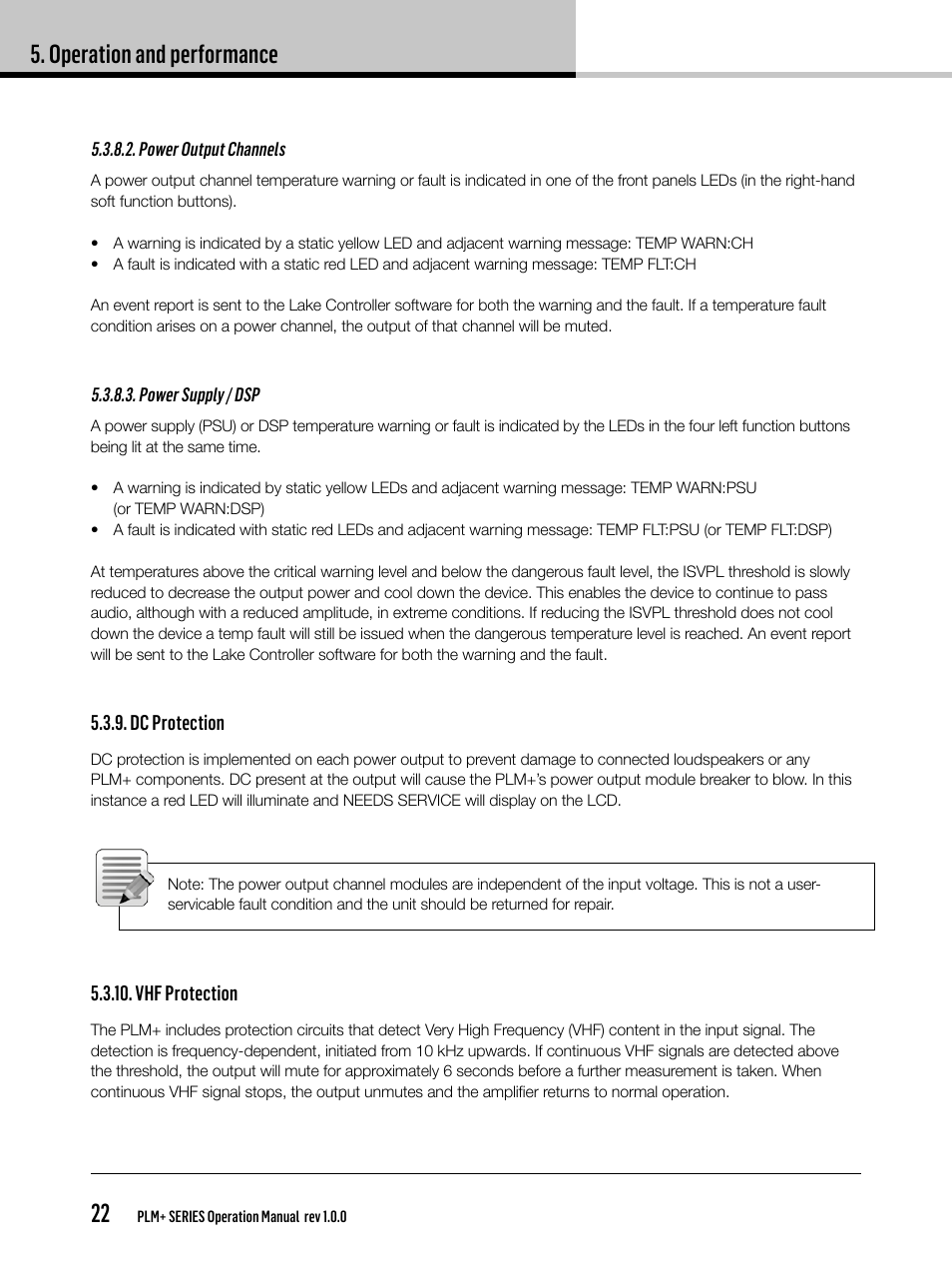 Operation and performance 22 | Lab.gruppen PLM 20K44 User Manual | Page 22 / 92