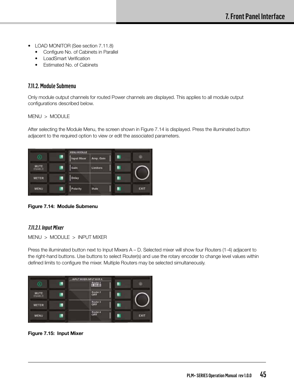Front panel interface | Lab.gruppen PLM 20K44 User Manual | Page 45 / 92
