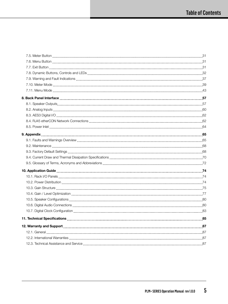 Lab.gruppen PLM 20K44 User Manual | Page 5 / 92